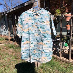 Old Navy Blue Hawaiian Tropical Shirt, Size 4XL Tall